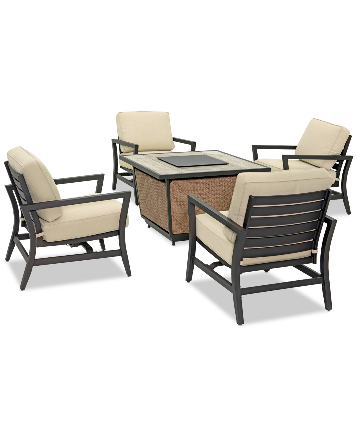 AGIO ASTAIRE OUTDOOR 5-PC. CHAT SET (1 FIRE PIT & 4 ROCKER CHAIRS), CREATED FOR MACY'S 