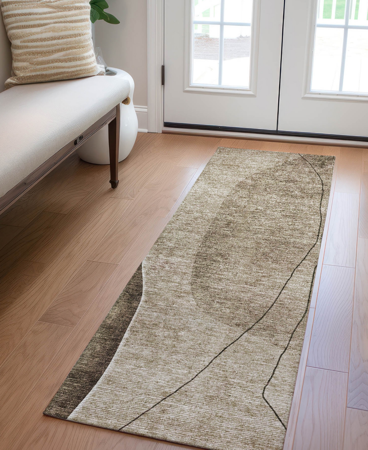 Addison Chantille Machine Washable Acn696 2'3"x7'6" Runner Area Rug In Brown