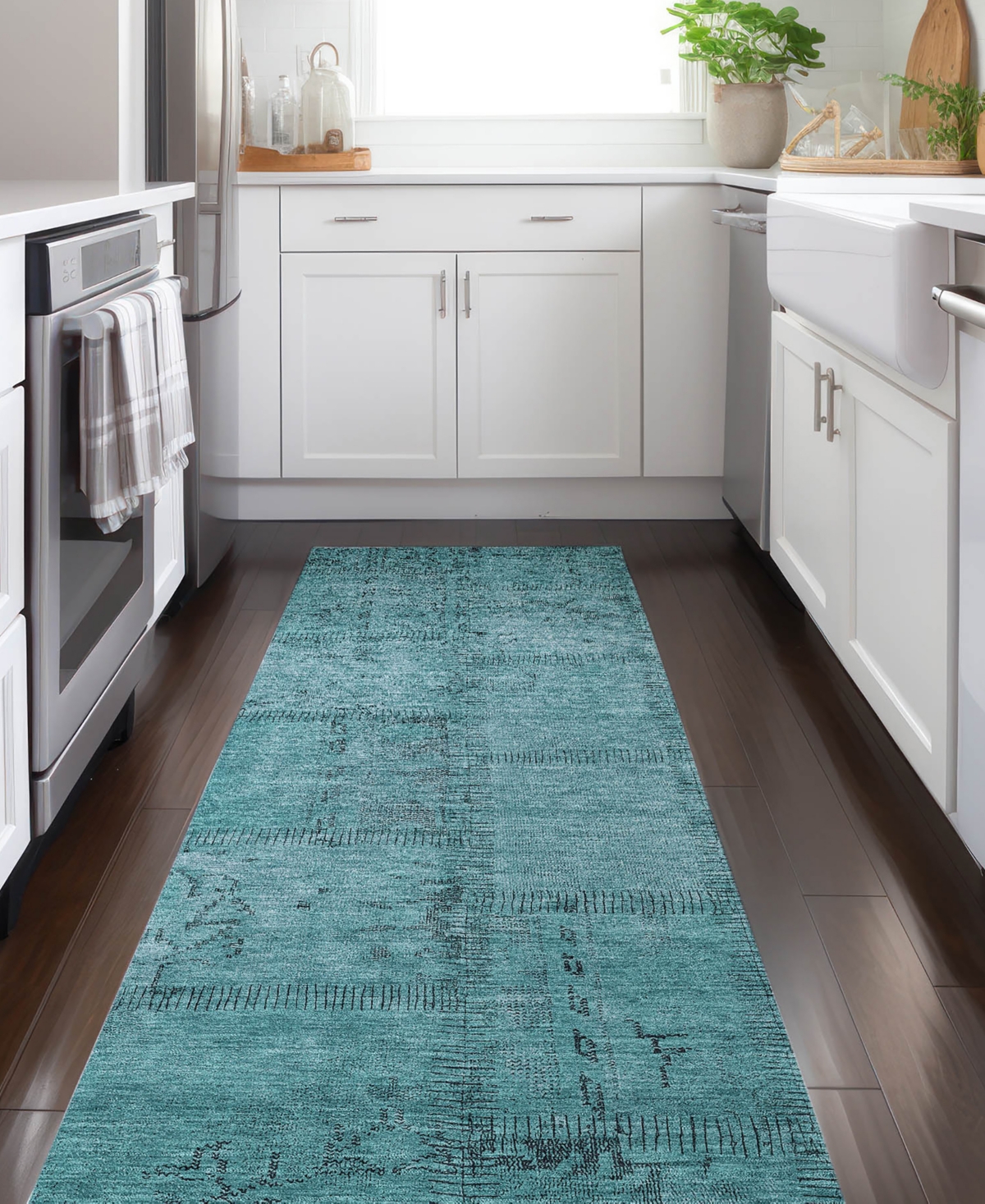 Addison Chantille Machine Washable Acn685 2'3"x7'6" Runner Area Rug In Teal