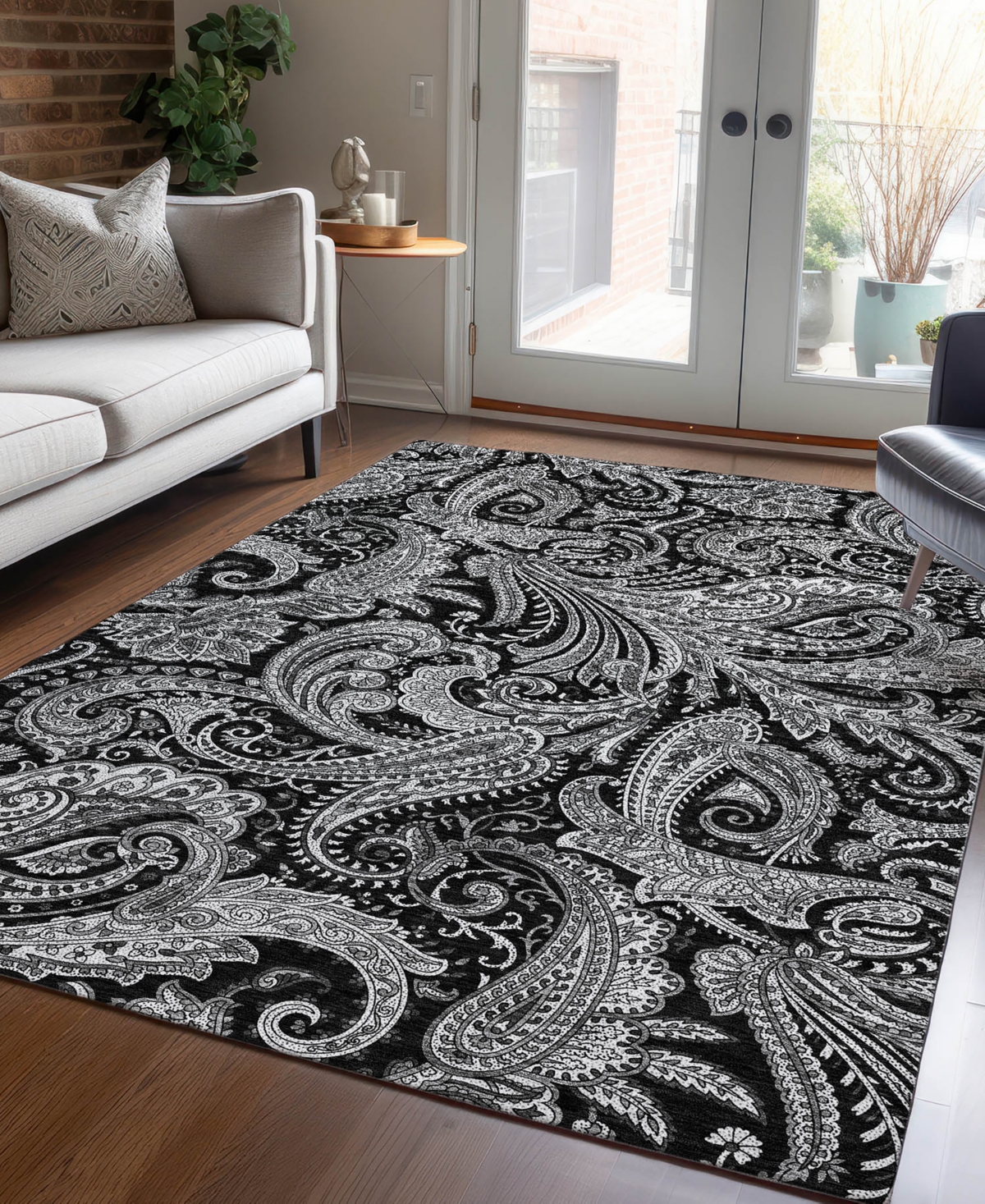 Addison Chantille Machine Washable Acn654 2'6"x3'10" Area Rug In Black