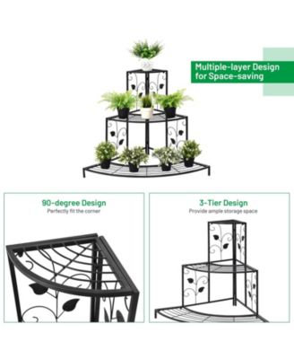 3 Tier Floral Corner Metal Plant Pot Rack