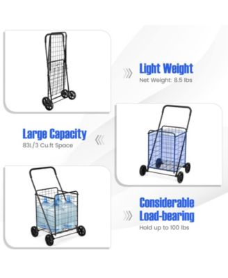 Portable Folding Shopping Cart Utility for Grocery Laundry