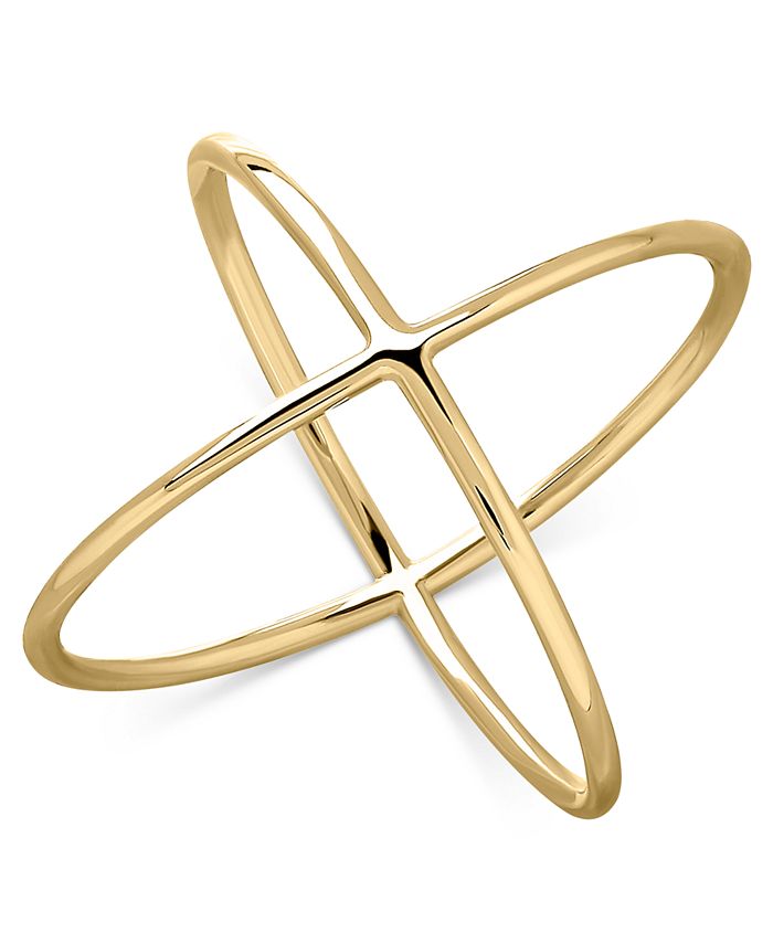 Italian Gold Intersecting X-Ring in 14k Gold - Macy's