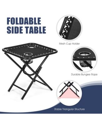 3 Pieces Folding Portable Zero Gravity Reclining Lounge Chairs Table Set