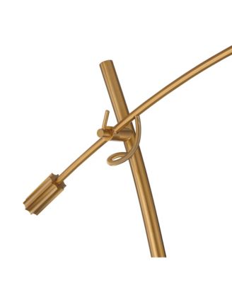 Raymond Modern Arc Floor Lamp 69" Tall Warm Gold Adjustable Boom Arm White Linen Drum Shade for Living Room Reading Office House