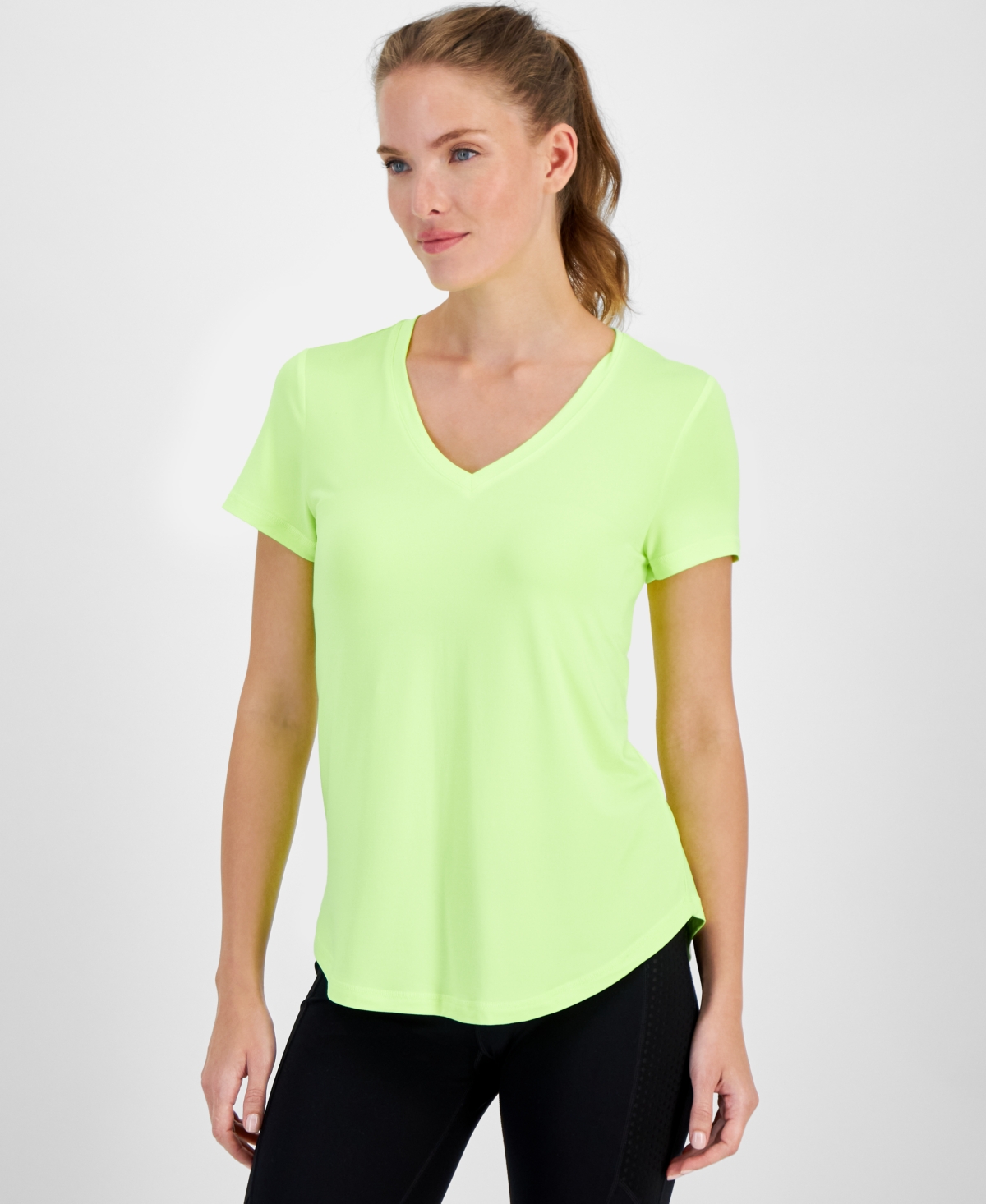 Plus Size Curved-Hem V-Neck Top, Created for Macy's - Sunny Daze