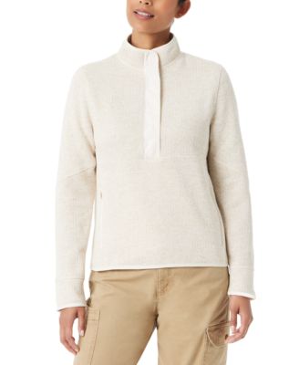 BASS OUTDOOR - Women's Mixed-Media Mock-Neck Sweatshirt