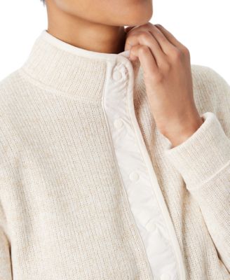 Women's Mixed-Media Mock-Neck Sweatshirt