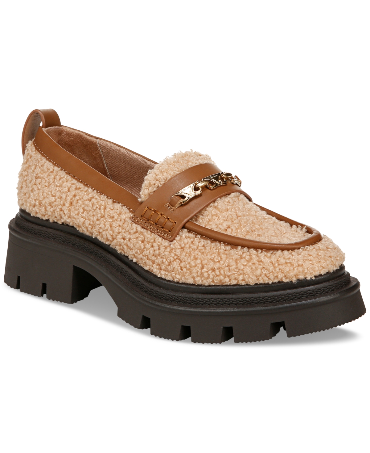 Pierre Cozy Lug-Sole Loafers - Dark Blonde Shearling/Spiced Cognac