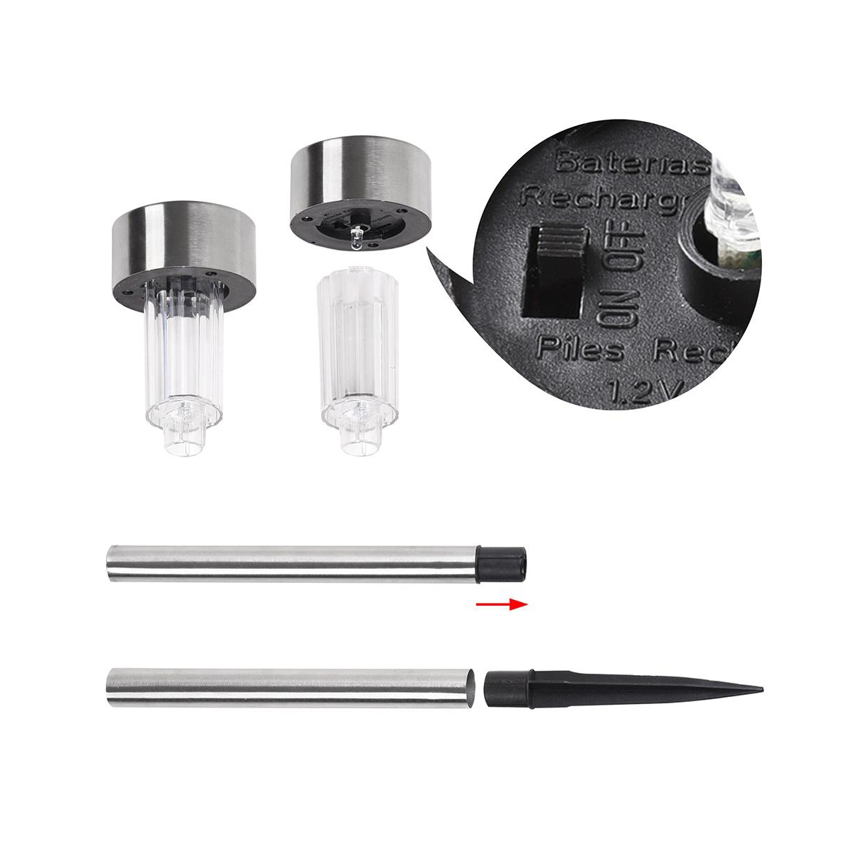 Yescom 6Pcs Led Solar Powered Light Color Changing Outdoor Pathway Landscape Decor Lamp