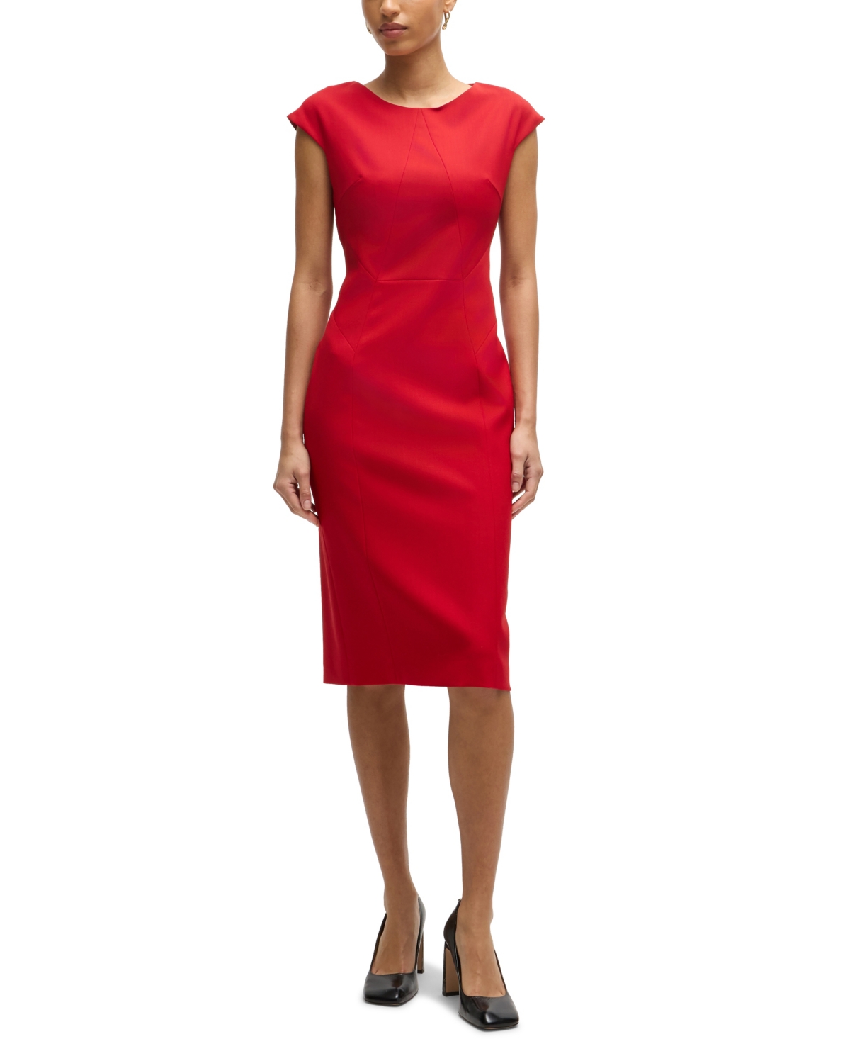 Boss by Hugo Boss Women's Cap-Sleeve Twill Dress - Bright Red