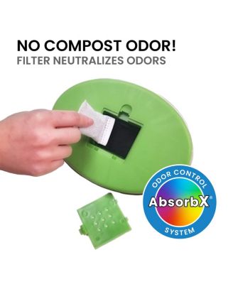 Stainless Steel Compost Bin 1.6 Gallon Includes AbsorbX Odor Filter System, Pest-Proof, Titanium Rust-Free Space-efficient Slim Oval Shape 6 Liter Kitchen Countertop Trash Can