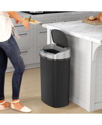 13 Gallon Sensor Kitchen Trash Can with Lid and Odor Filter, Durable Dent-Proof Plastic Garbage Bin Automatic Waste Basket