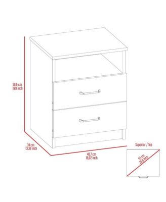Oklahoma Nightstand,Two Drawers, One Shelf