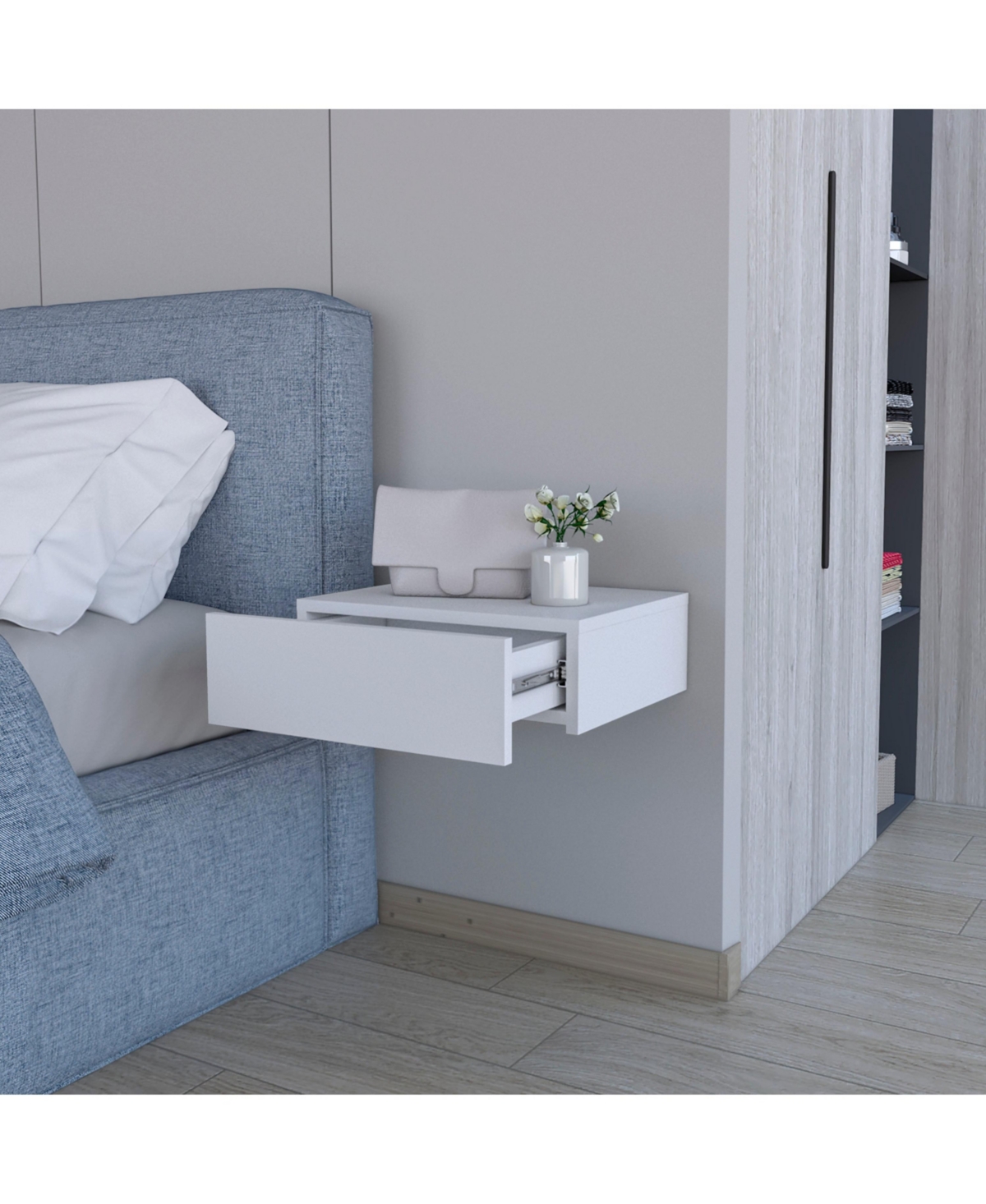 Fm Furniture Vienna Floating Nightstand, Sleek Wall-Mounted Design with Spacious Drawer Storage