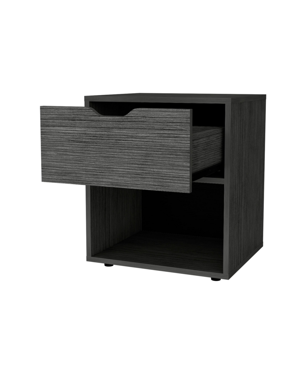 Fm Furniture Elliott Nightstand with Elegant Drawer and Open Shelf
