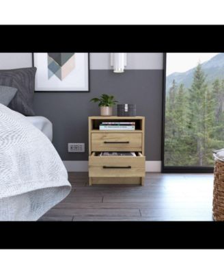 Philadelphia Nightstand, Two Drawers, Concealed Shelf