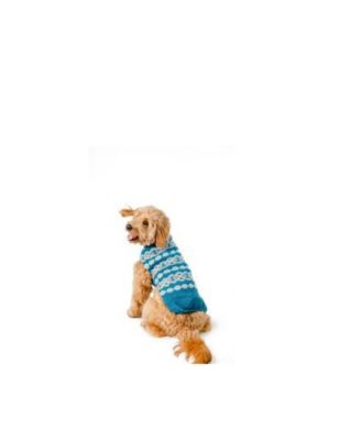 S Teal Alpaca Fairisle Dog Sweater