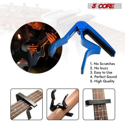 5Core Capo Acoustic Electric Guitar 6 String Kapo Clip For Banjo Mandolin Ukulele - CAPO BLUE 1Pc