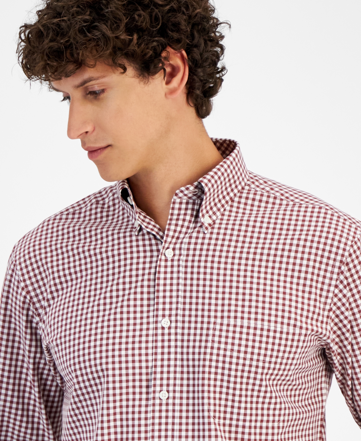 Club Room Men's Regular Fit Traveler Dress Shirt, Created for Macy's -white