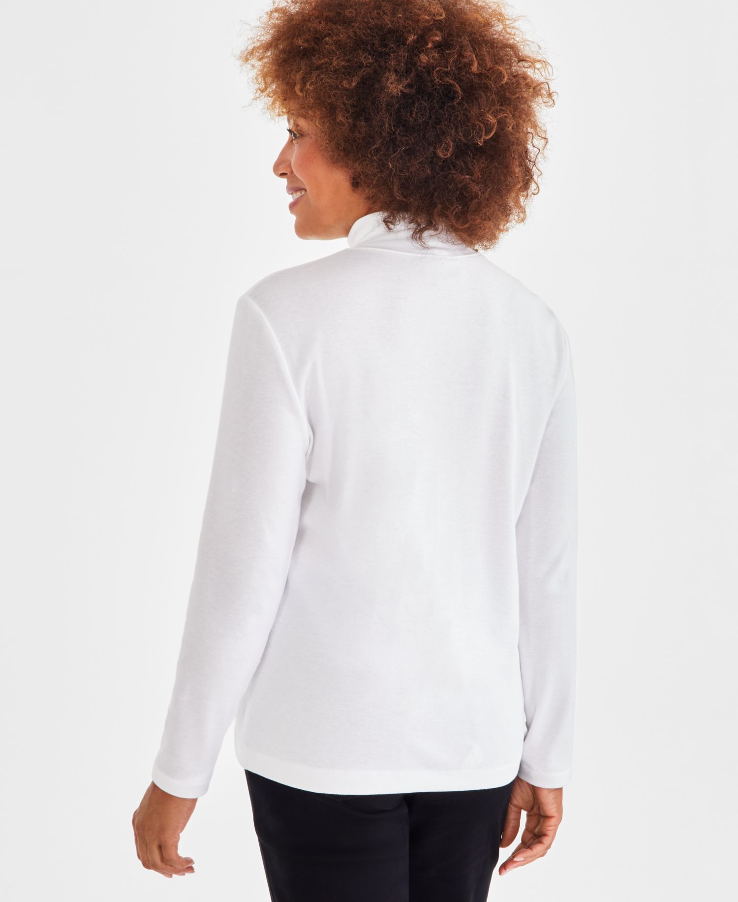 Petite Mock-Neck Cotton Long-Sleeve T-Shirt