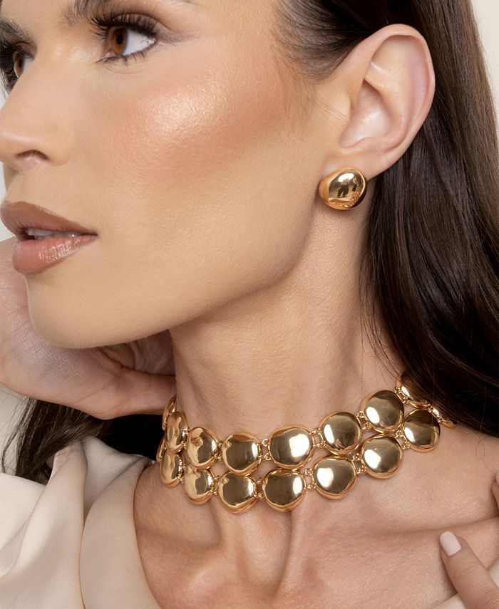 Ettika Minimal Curved Square Stud Earrings