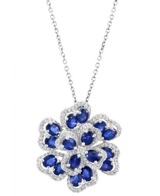 EFFY&reg; Ruby (3-3/4 ct. t.w.) & Diamond (5/8 ct. t.w.) Flower 18"Pendant Necklace in 14k Rose Gold