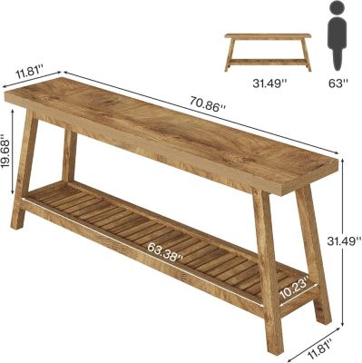 Farmhouse Console Entryway Table: 70.9 Inches Extra Long Console Table for Entryway, 2-Tier Narrow Wood Foyer Sofa Couch Table