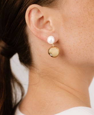 Pebble and Freshwater Pearl Dangle Earrings