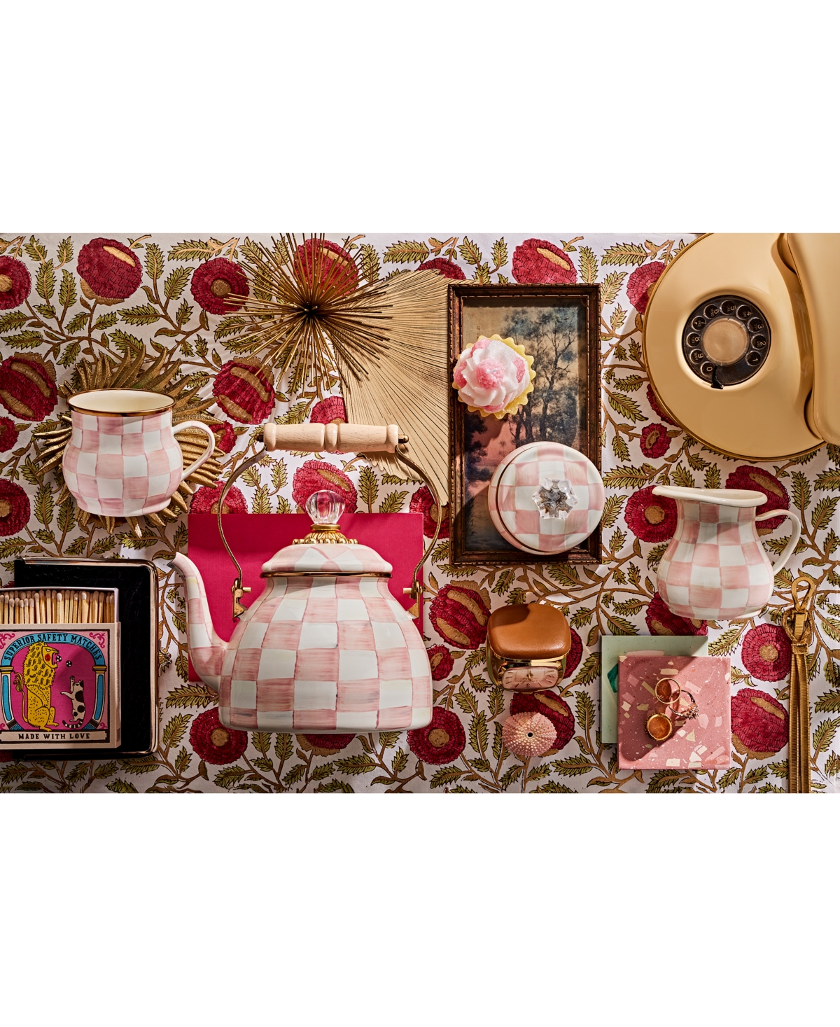 Mackenzie-childs Rosy Check Enamel Creamer In No Color