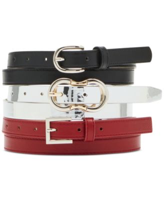 Steve Madden - Women's 3-Pc. Faux-Leather Belt Set