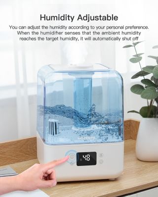 Humidifiers for Bedroom,4.5L Top Fill Humidifiers for Large Room,Cool Mist Humidifiers for Home,360 Nozzle,Auto Shut-Off,Humidity Setting, , White