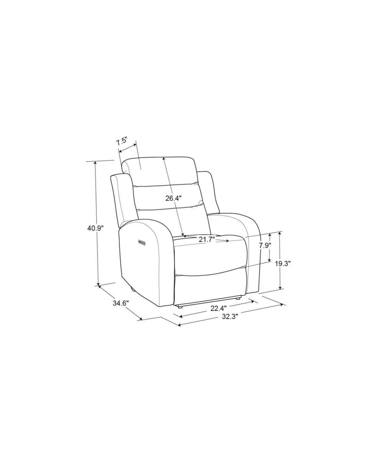 Relax A Lounger 32.3"w Polyester Akron Power Recliner In Gray