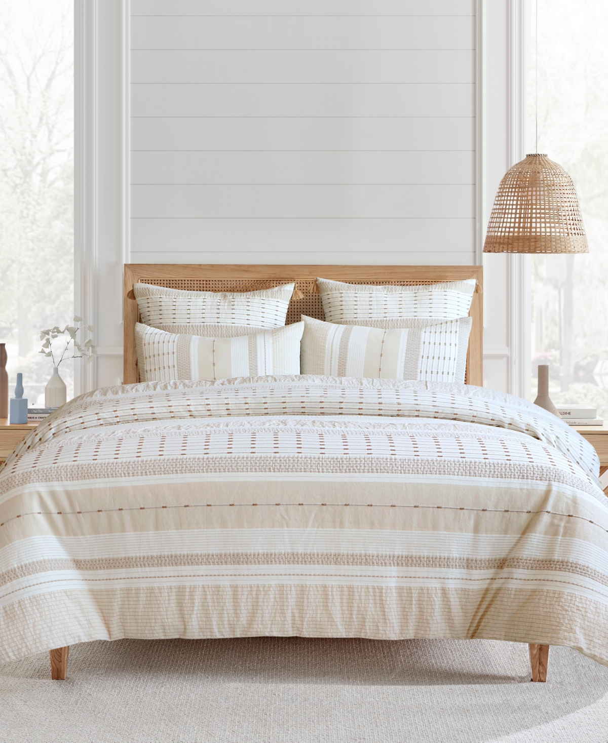 Levtex Pickford Dotted Stripe 3-pc. Duvet Cover Set, Full/queen In Beige