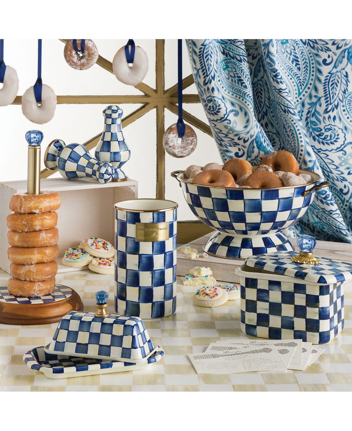 MACKENZIE-CHILDS ROYAL CHECK RECIPE BOX 