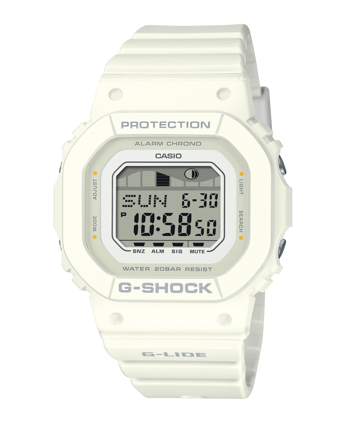 Unisex Digital White Resin Watch, 40.5mm GLXS5600-7B - White