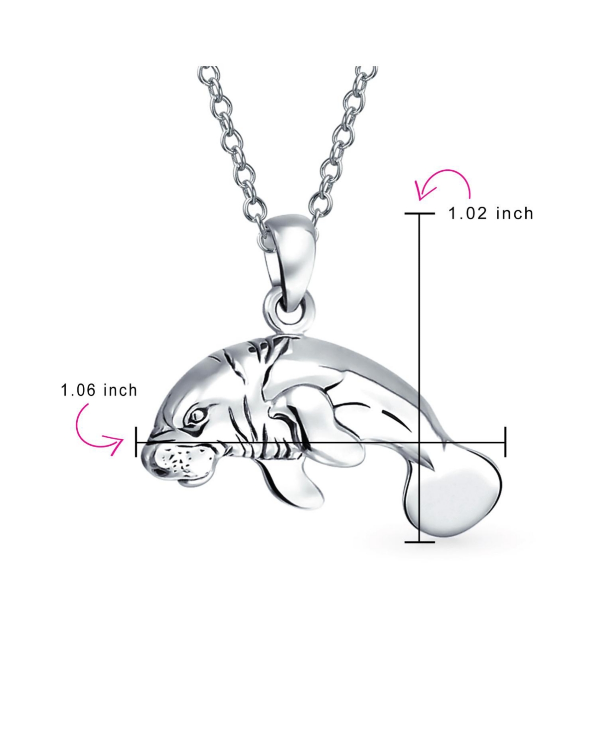 Bling Jewelry Hawaiian Nautical Sea Lover Vacation Honeymoon Sea Cow Ocean Marine Life Manatees Pendant Necklace For Women SterlingFor Women