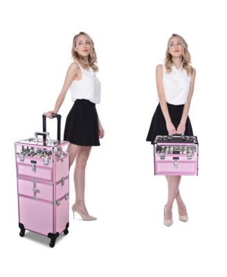 2in1 Nail Polish Organizer Rolling Makeup Train Case Manicure Storage