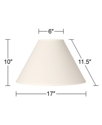 Set of 2 Empire Lamp Shades White Linen Chimney Large 6" Top x 17" Bottom x 10" High Spider Harp and Finial Fitting