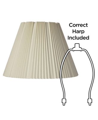 Set of 2 Empire Lamp Shades Eggshell Large 9" Top x 17" Bottom x 12.25" High Spider Replacement Harp and Finial Fitting