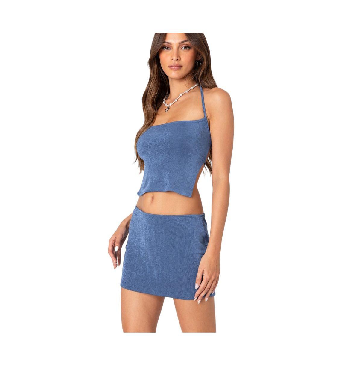 Edikted Women's Keke Tie Back Top - Dark-blue
