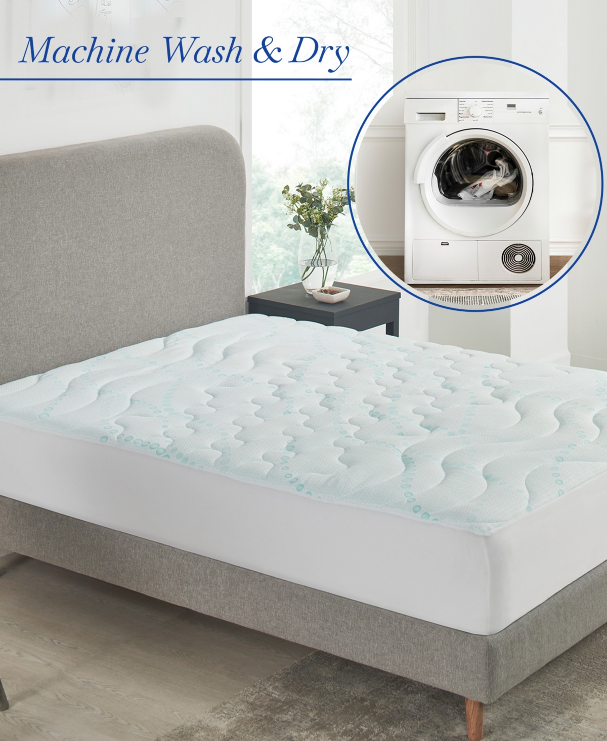 Mattress Pads Full size, 3-Zone Cooling, Soft, Non-Slip Quilted Mattress Pad Full Size, Deep Pocket Fits 8