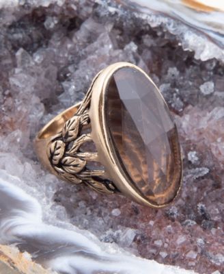 Enchanted Smoky Quartz Golden Bronze Oval Ring