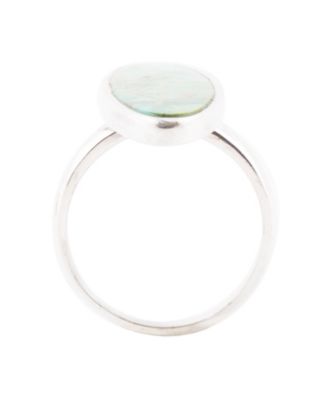 Pueblo Genuine Turquoise Sterling Silver Oval Ring