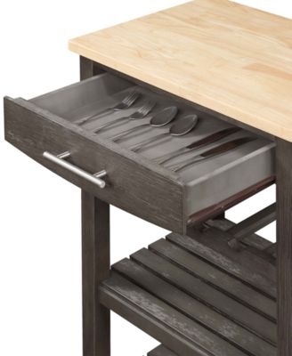 Ellaine 24.75" Wood Butcher Block Kitchen Cart