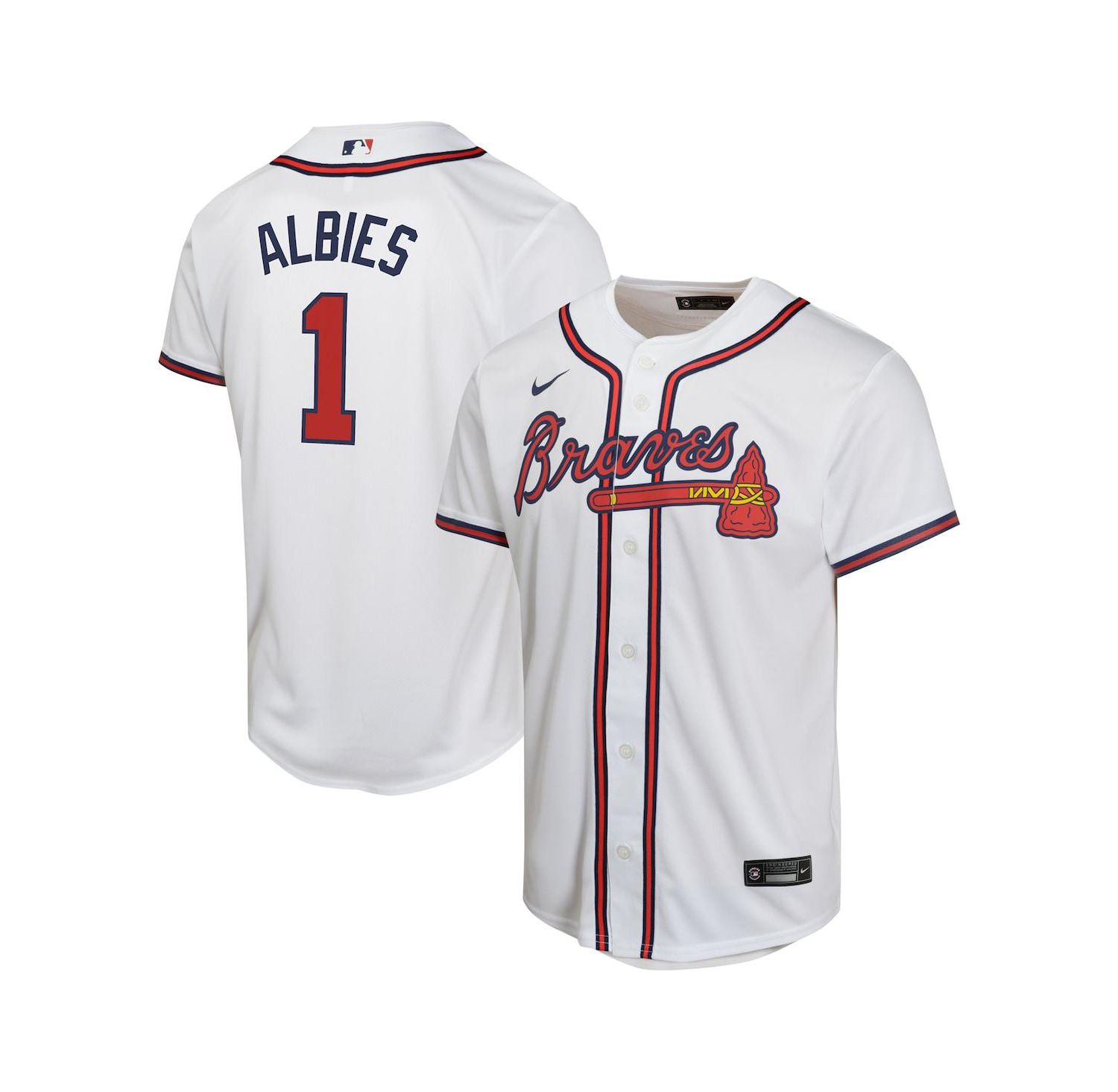 Big Boys and Girls Ozzie Albies White Atlanta Braves Home Game Player Jersey