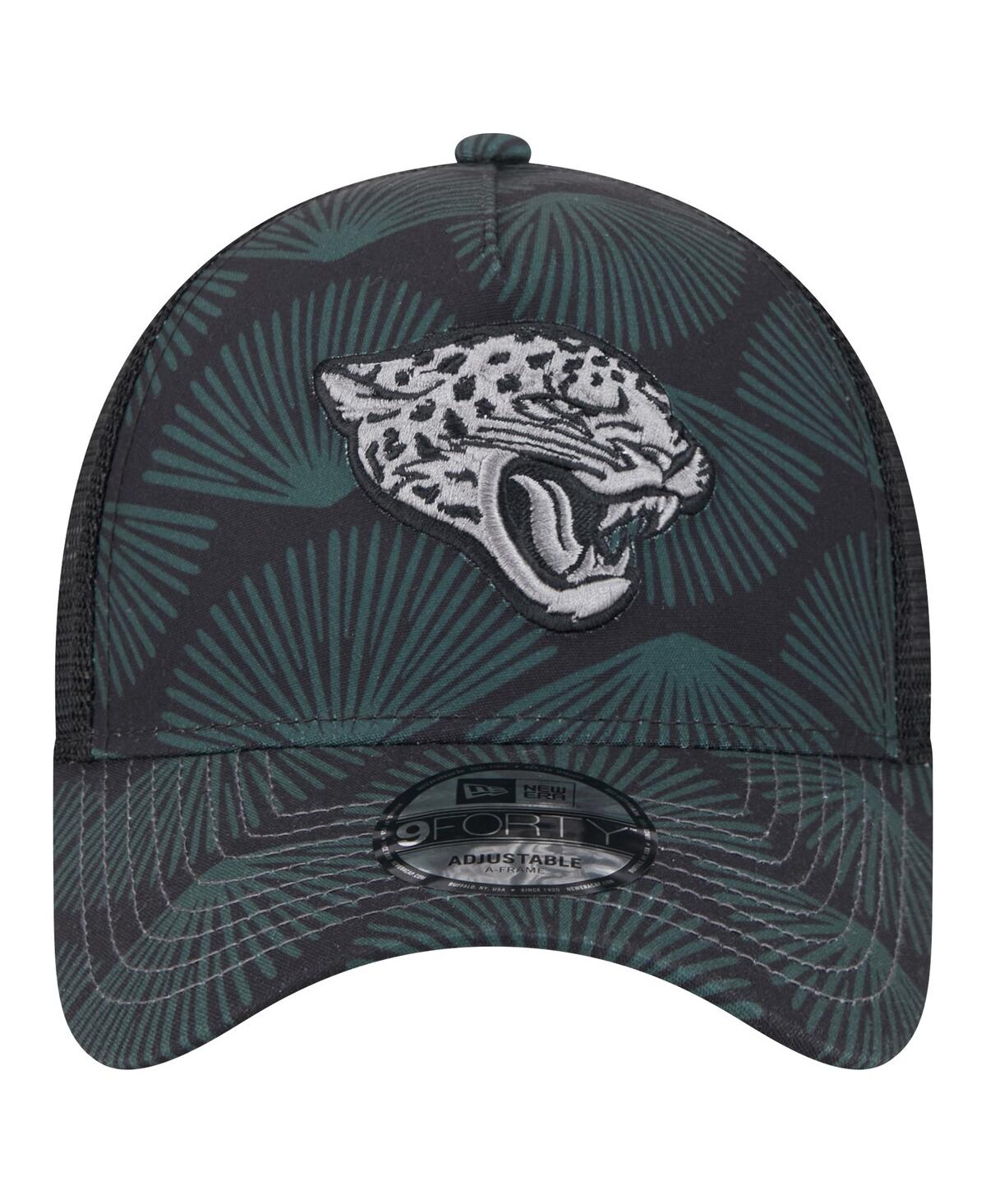 NEW ERA MEN'S BLACK JACKSONVILLE JAGUARS AGAVE TRUCKER 9FORTY ADJUSTABLE HAT 