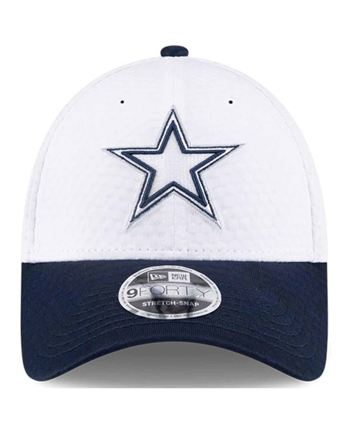New Era Big Boys And Girls White/navy Dallas Cowboys 2024 Nfl Training Camp 9forty Adjustable Hat In White,navy
