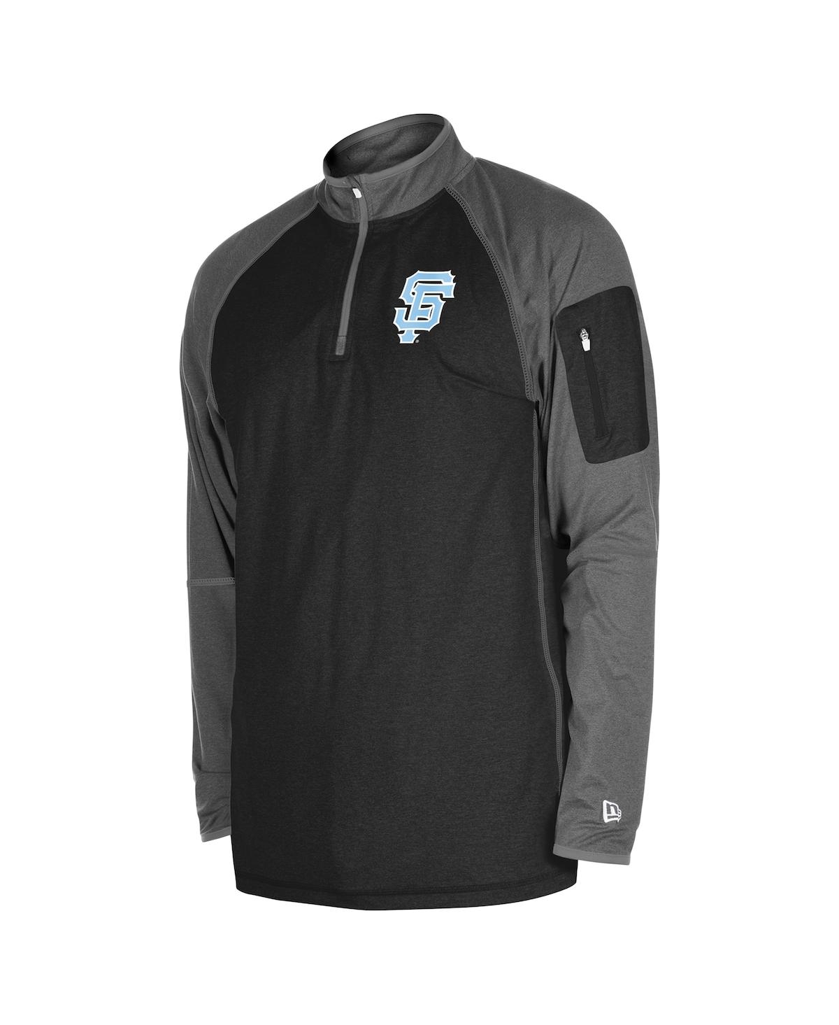 New Era Men's Black San Francisco Giants Father's Day Raglan Quarter-zip Top In Black