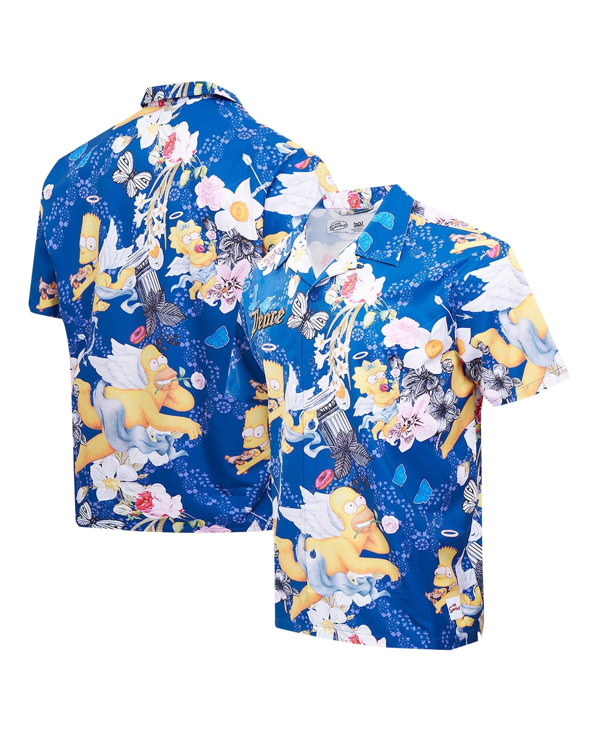 Men's Navy The Simpsons Peace Angels Button-Up Shirt - Royal
